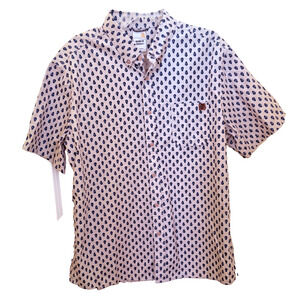 Solaris Mens XL Blue Arrowhead Print Short Sleeve Button Up Shirt